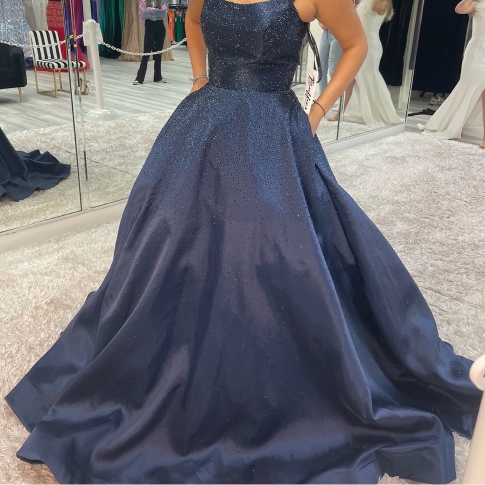 Sherri Hill Navy Blue Prom Dress